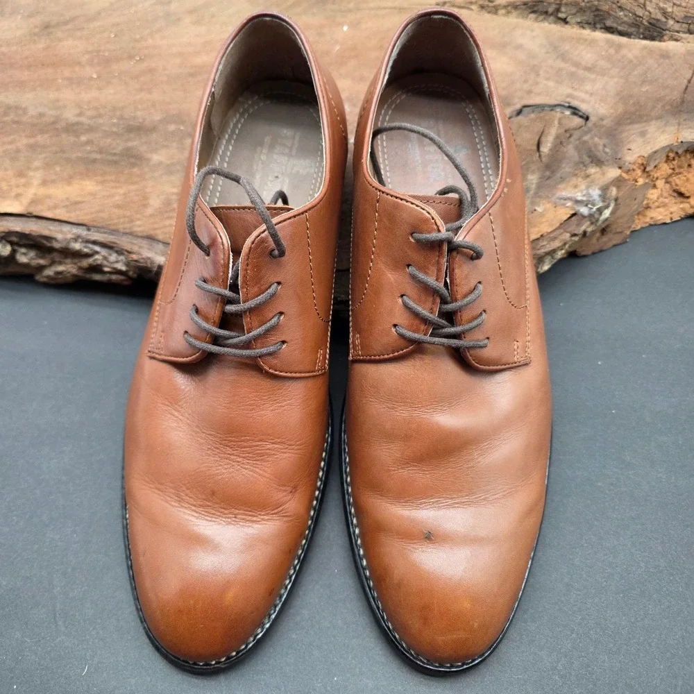 Stafford Derby Shoes Mens 11.5 Tan Leather Lace Up Dress Shoes